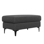 36" Cream And Black Fabric Cocktail Ottoman