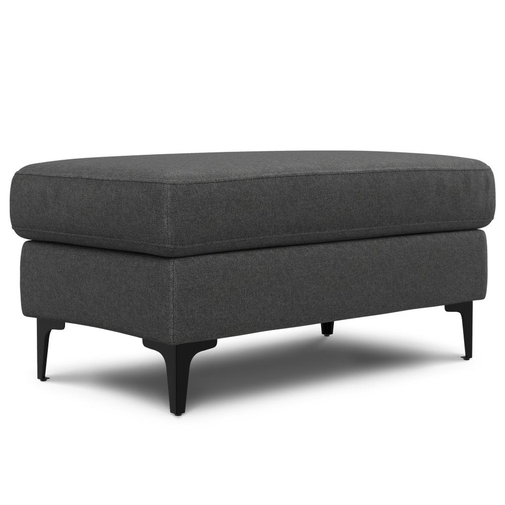 36" Cream And Black Fabric Cocktail Ottoman