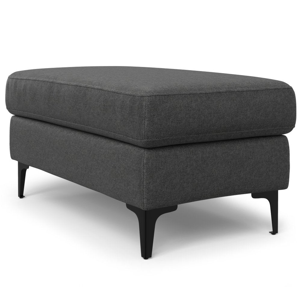 36" Cream And Black Fabric Cocktail Ottoman