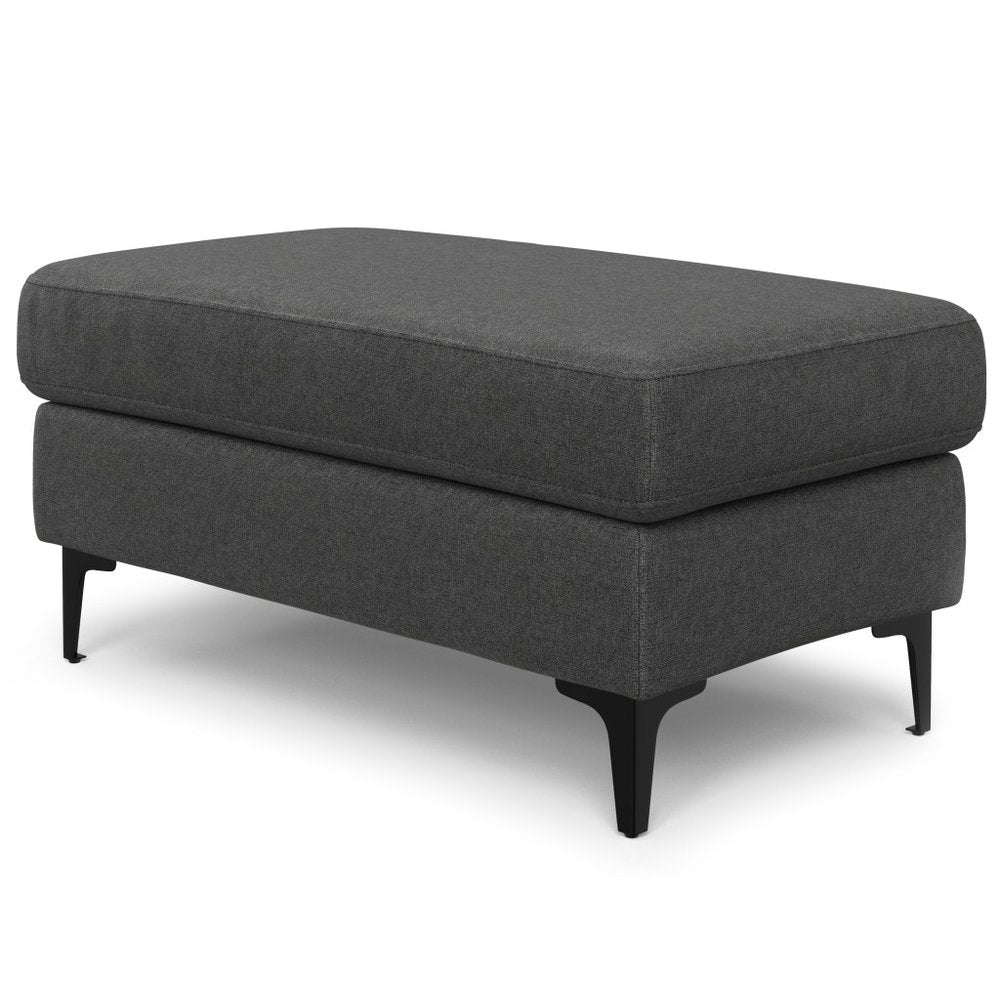 36" Cream And Black Fabric Cocktail Ottoman