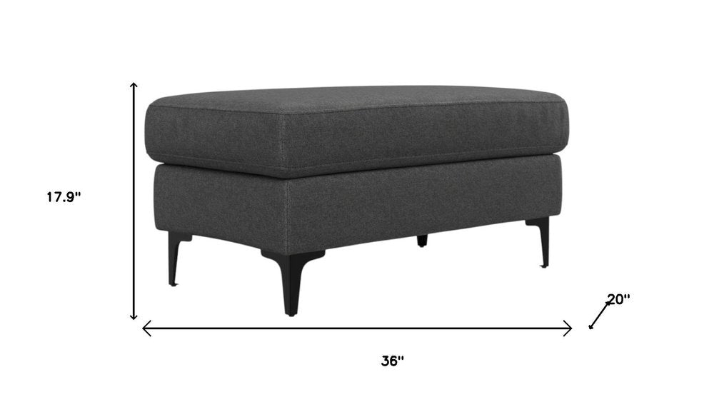 36" Cream And Black Fabric Cocktail Ottoman