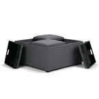 35" Cloud And Dark Brown Upholstery Ottoman With Storage