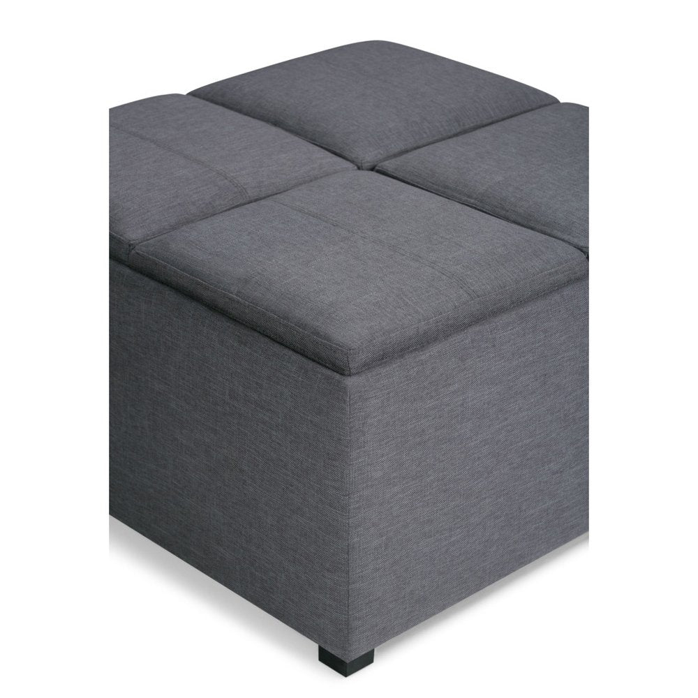 35" Cloud And Dark Brown Upholstery Ottoman With Storage