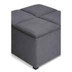 35" Cloud And Dark Brown Upholstery Ottoman With Storage