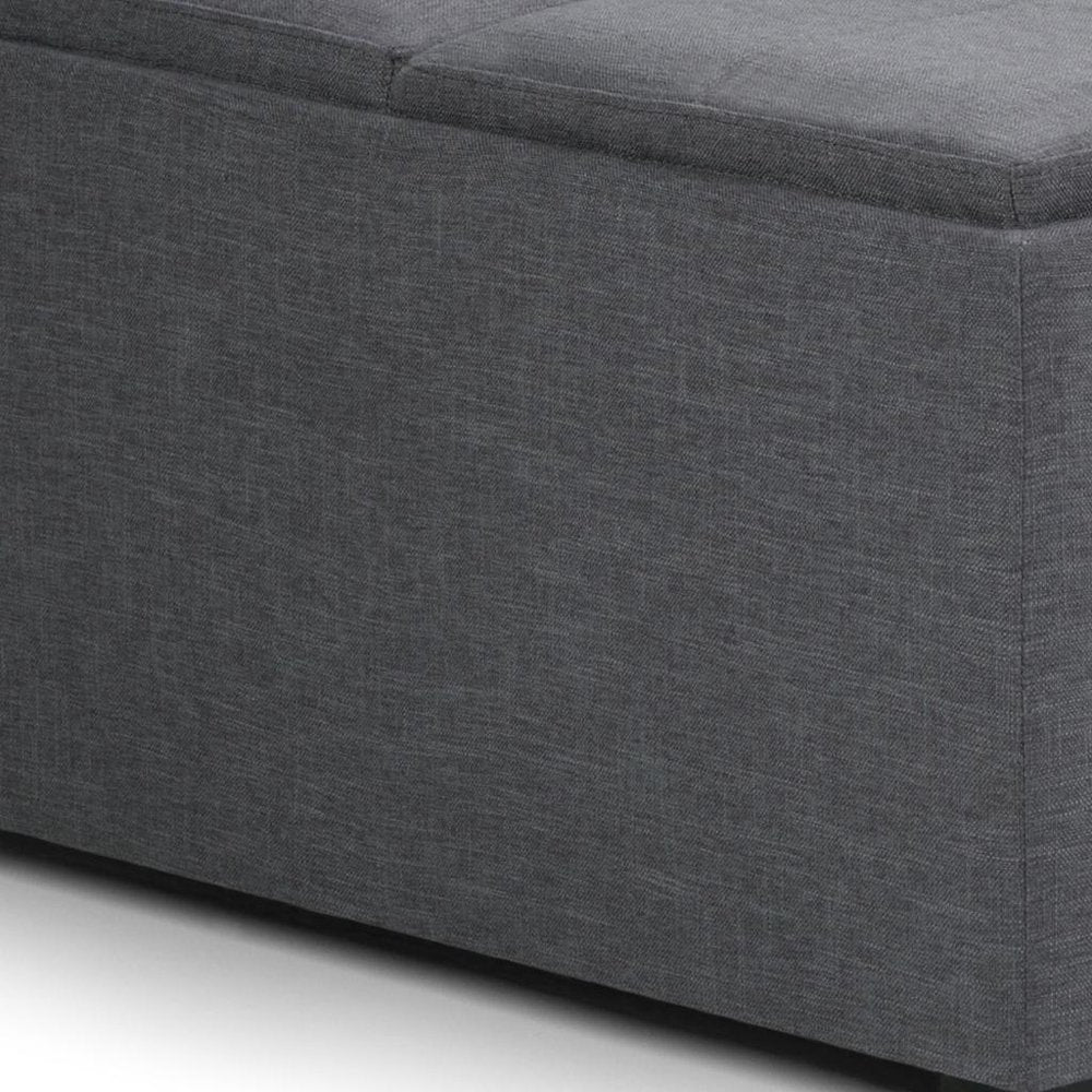 35" Cloud And Dark Brown Upholstery Ottoman With Storage