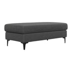 48" Cream And Black Fabric Cocktail Ottoman