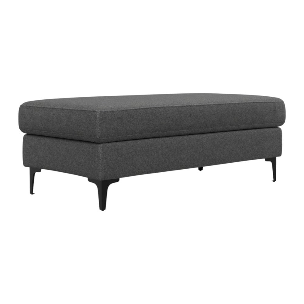 48" Cream And Black Fabric Cocktail Ottoman