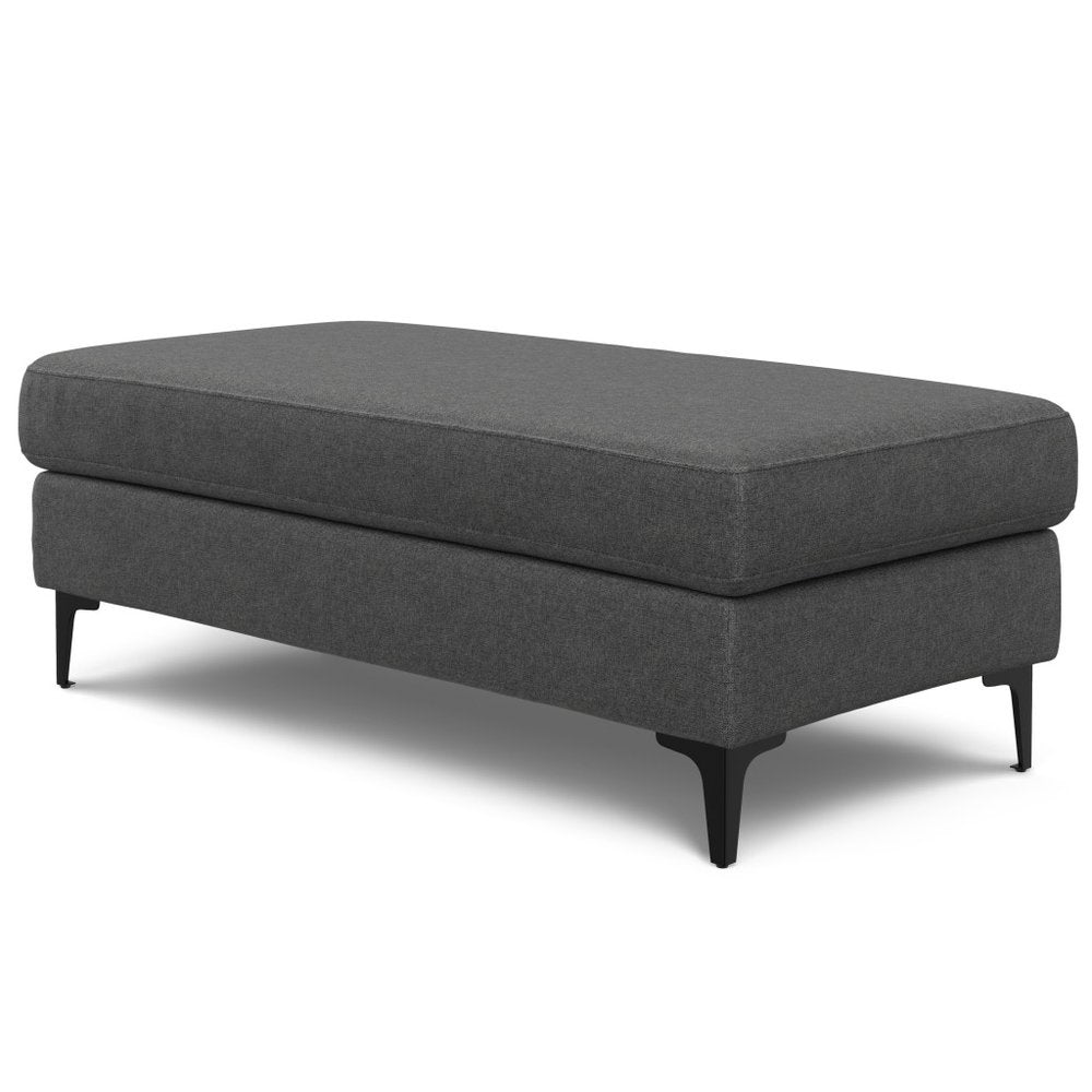 48" Cream And Black Fabric Cocktail Ottoman