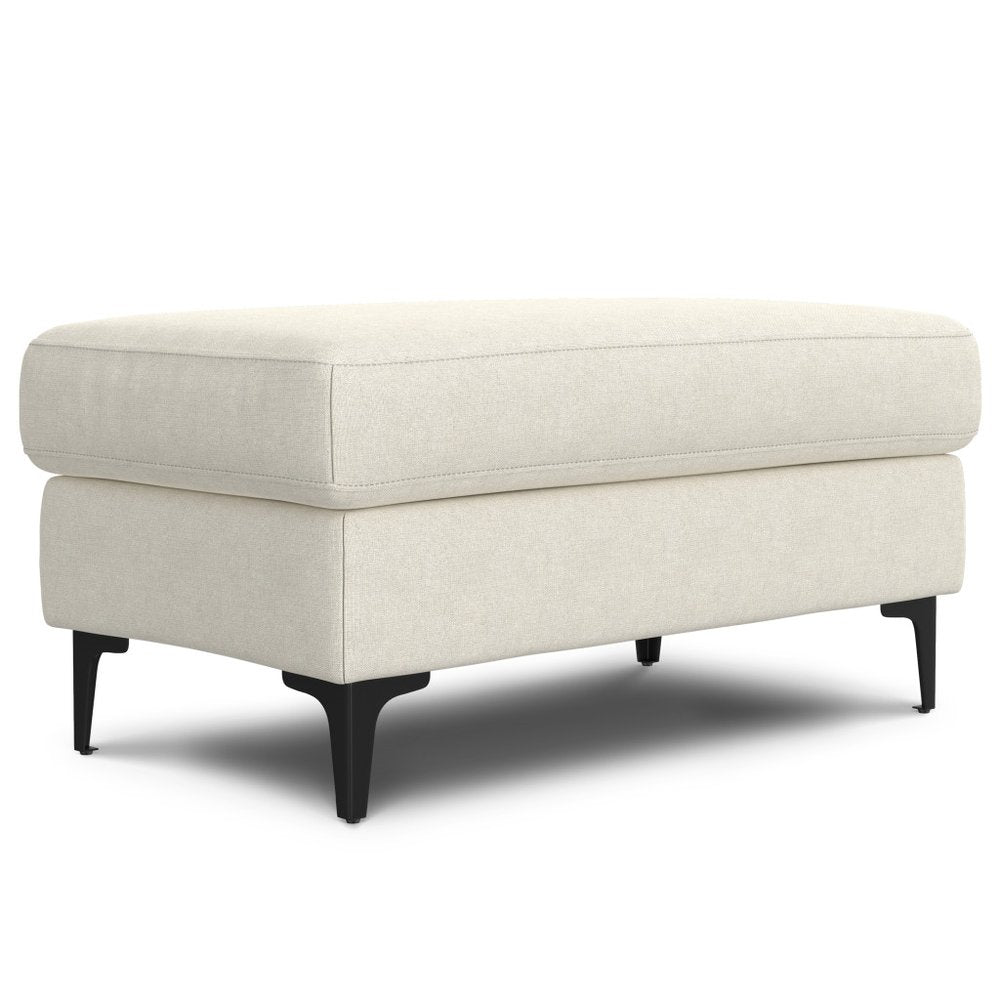 36" Cream And Black Fabric Cocktail Ottoman