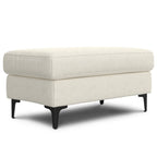 36" Cream And Black Fabric Cocktail Ottoman