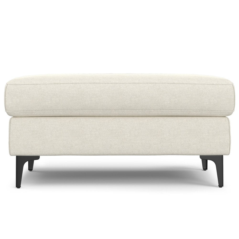 36" Cream And Black Fabric Cocktail Ottoman