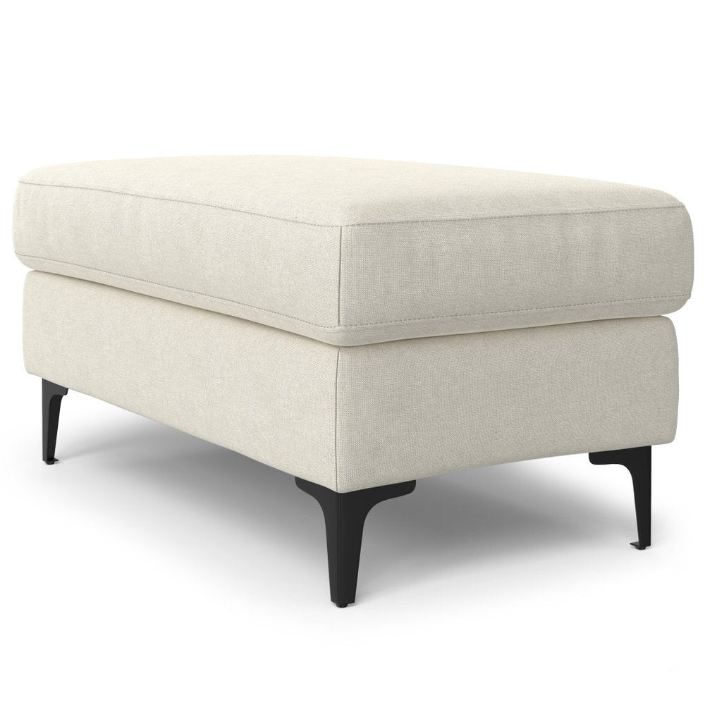 36" Cream And Black Fabric Cocktail Ottoman