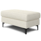 36" Cream And Black Fabric Cocktail Ottoman