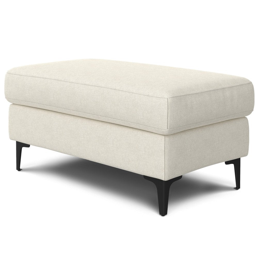 36" Cream And Black Fabric Cocktail Ottoman