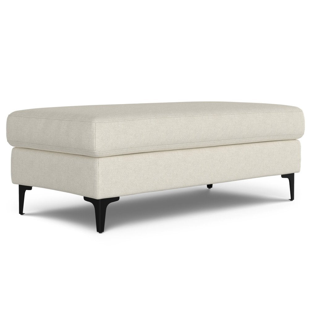 48" Cream And Black Fabric Cocktail Ottoman