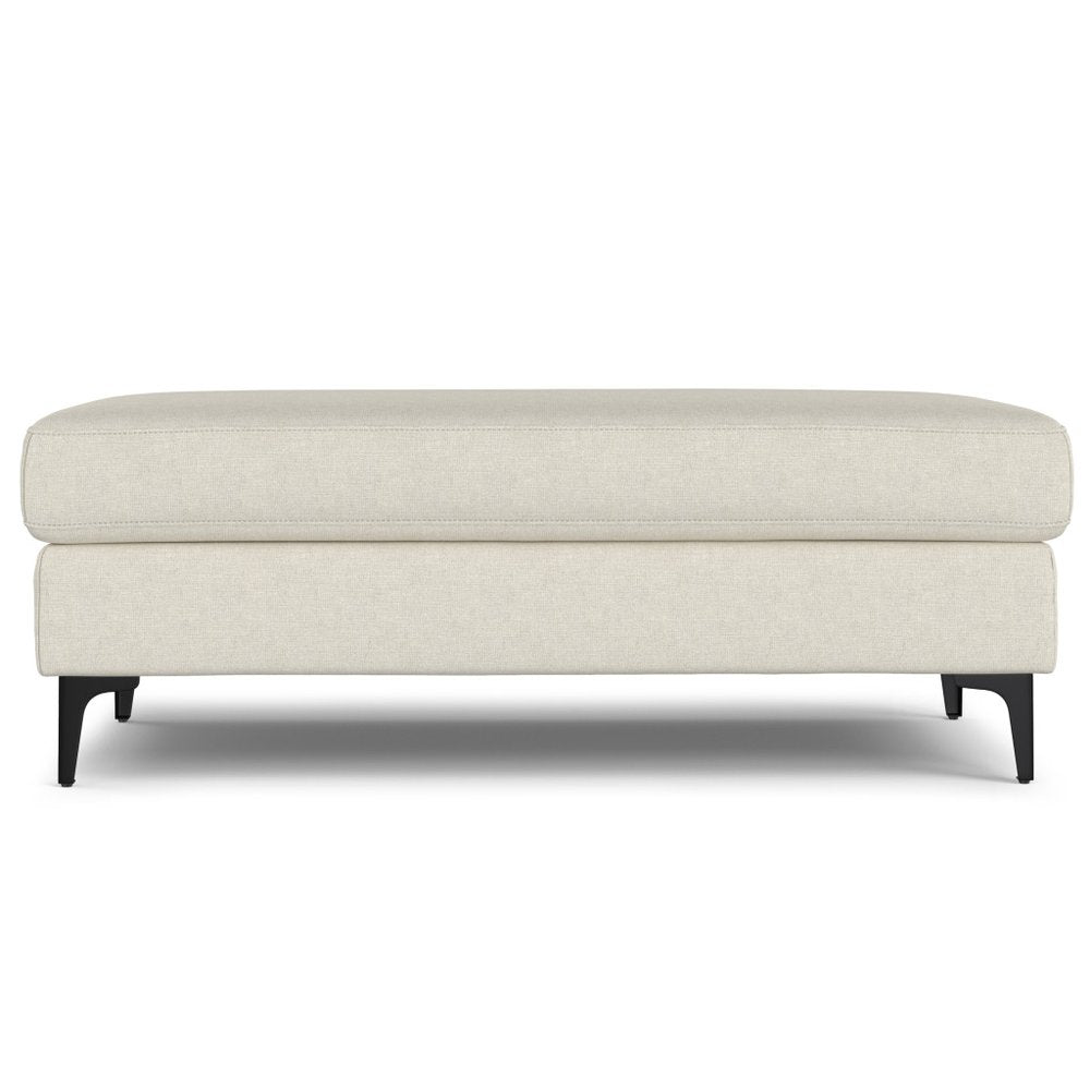 48" Cream And Black Fabric Cocktail Ottoman
