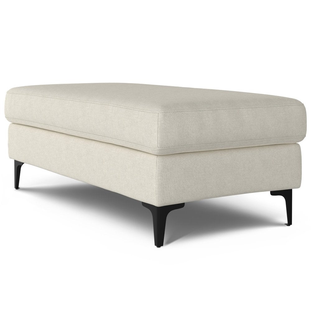 48" Cream And Black Fabric Cocktail Ottoman