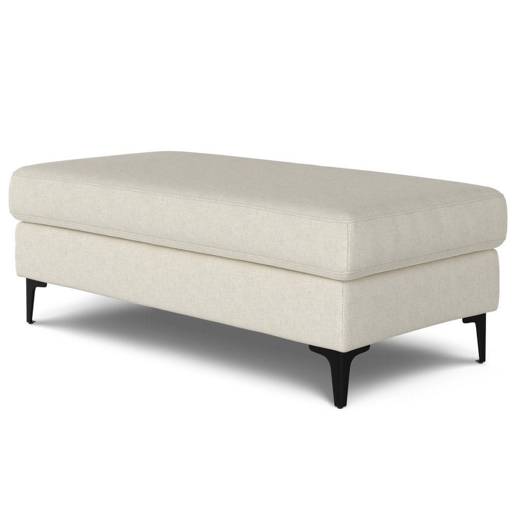 48" Cream And Black Fabric Cocktail Ottoman