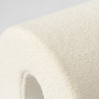 17" White Boucle Oval Footstool Ottoman