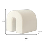 17" White Boucle Oval Footstool Ottoman