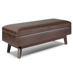 48" Brown Faux Leather Ottoman With Storage