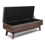 48" Brown Faux Leather Ottoman With Storage