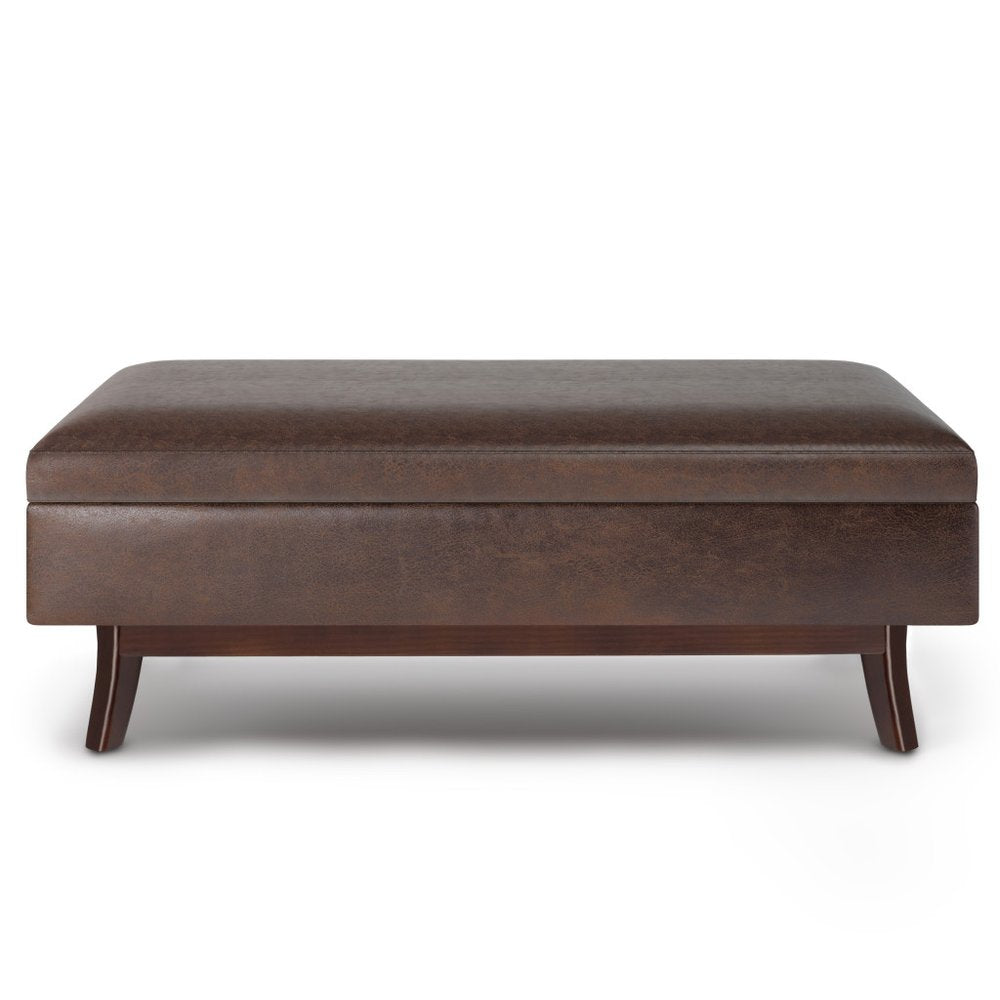 48" Brown Faux Leather Ottoman With Storage