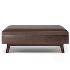 48" Brown Faux Leather Ottoman With Storage