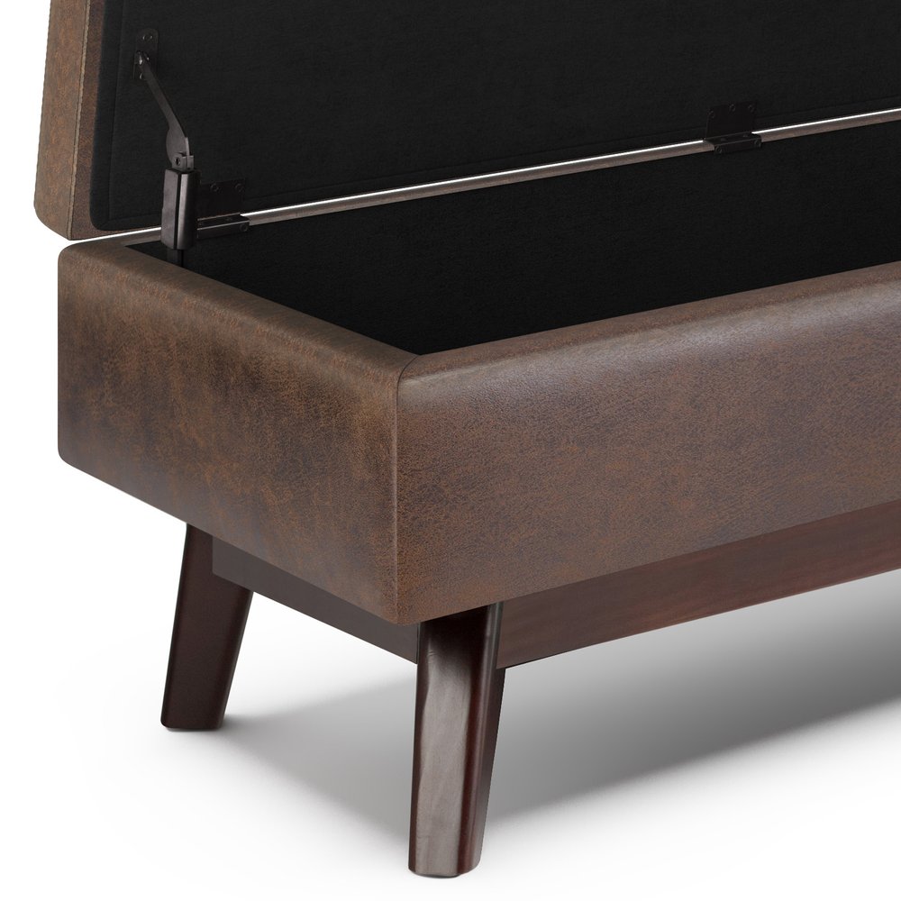 48" Brown Faux Leather Ottoman With Storage