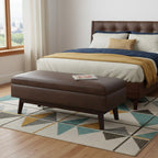 48" Brown Faux Leather Ottoman With Storage