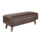 48" Brown Faux Leather Ottoman With Storage