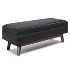 48" Brown Faux Leather Ottoman With Storage