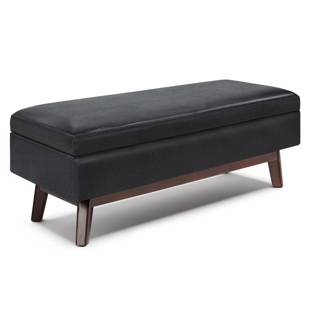 48" Brown Faux Leather Ottoman With Storage