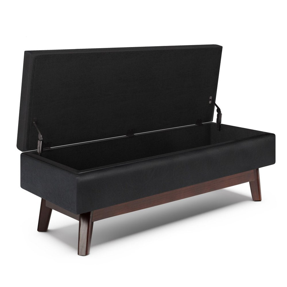 48" Brown Faux Leather Ottoman With Storage