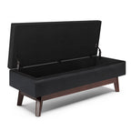 48" Brown Faux Leather Ottoman With Storage