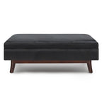 48" Brown Faux Leather Ottoman With Storage