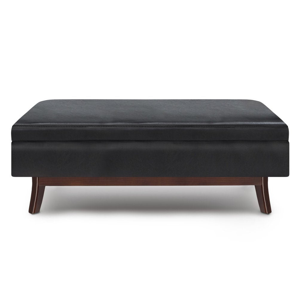 48" Brown Faux Leather Ottoman With Storage