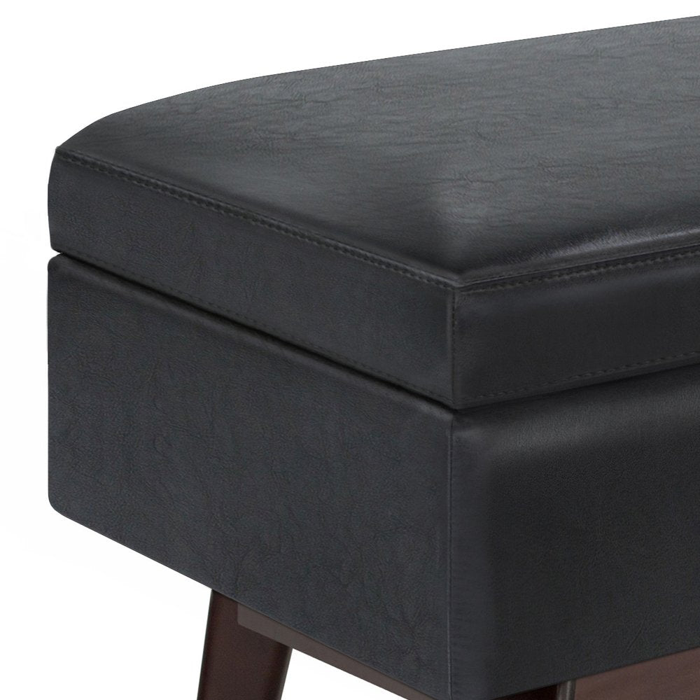 48" Brown Faux Leather Ottoman With Storage