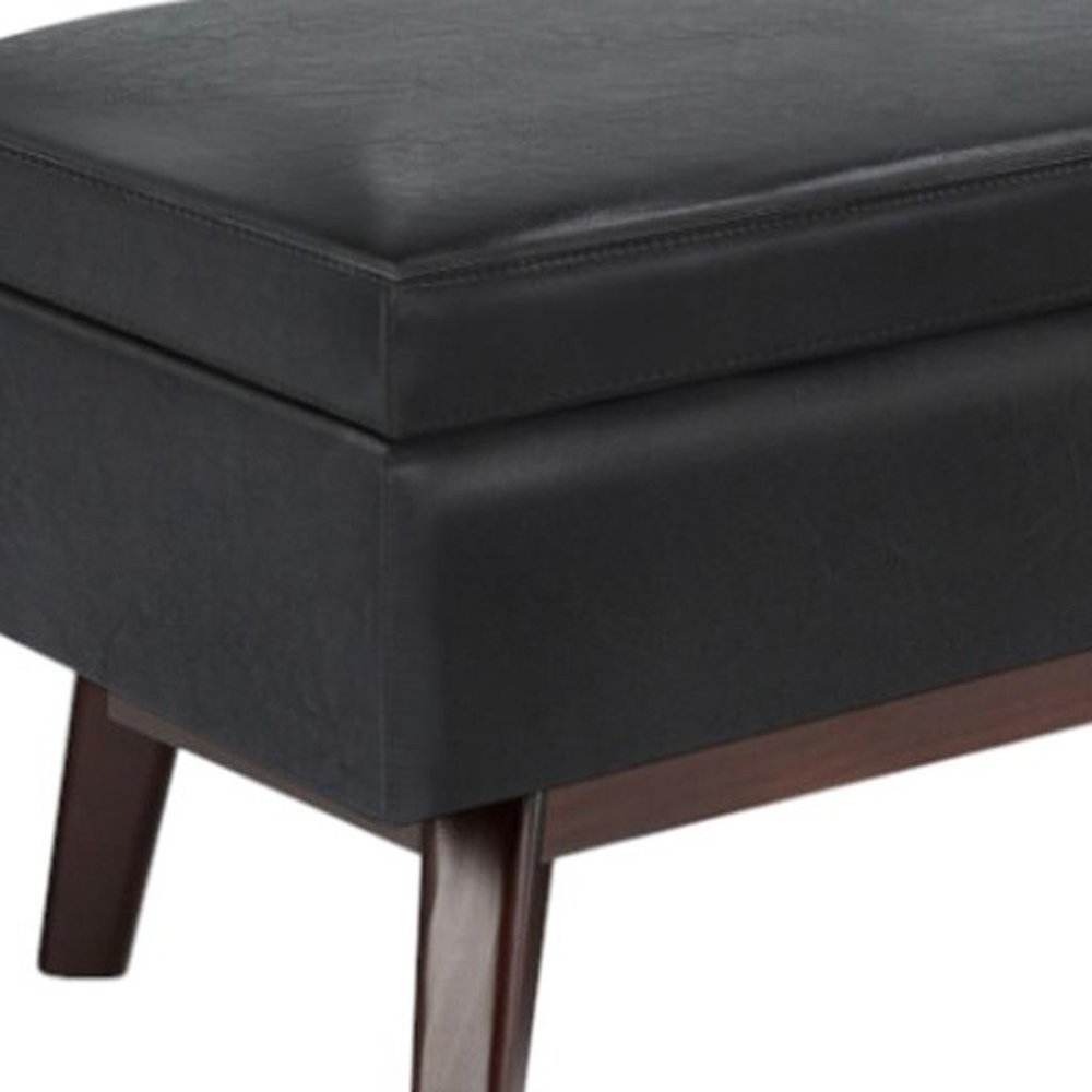 48" Brown Faux Leather Ottoman With Storage