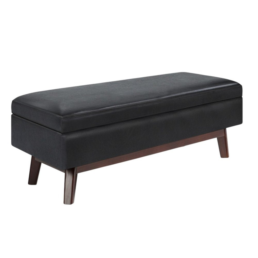 48" Brown Faux Leather Ottoman With Storage