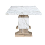 82" Black and White Faux Marble and Wood Double Pedestal Base Dining Table