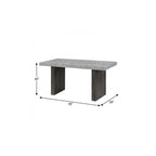 78" Gray and Dark Brown Faux Marble and Wood Double Pedestal Base Dining Table