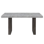 78" Gray and Dark Brown Faux Marble and Wood Double Pedestal Base Dining Table