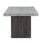 78" Gray and Dark Brown Faux Marble and Wood Double Pedestal Base Dining Table