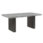 78" Gray and Dark Brown Faux Marble and Wood Double Pedestal Base Dining Table