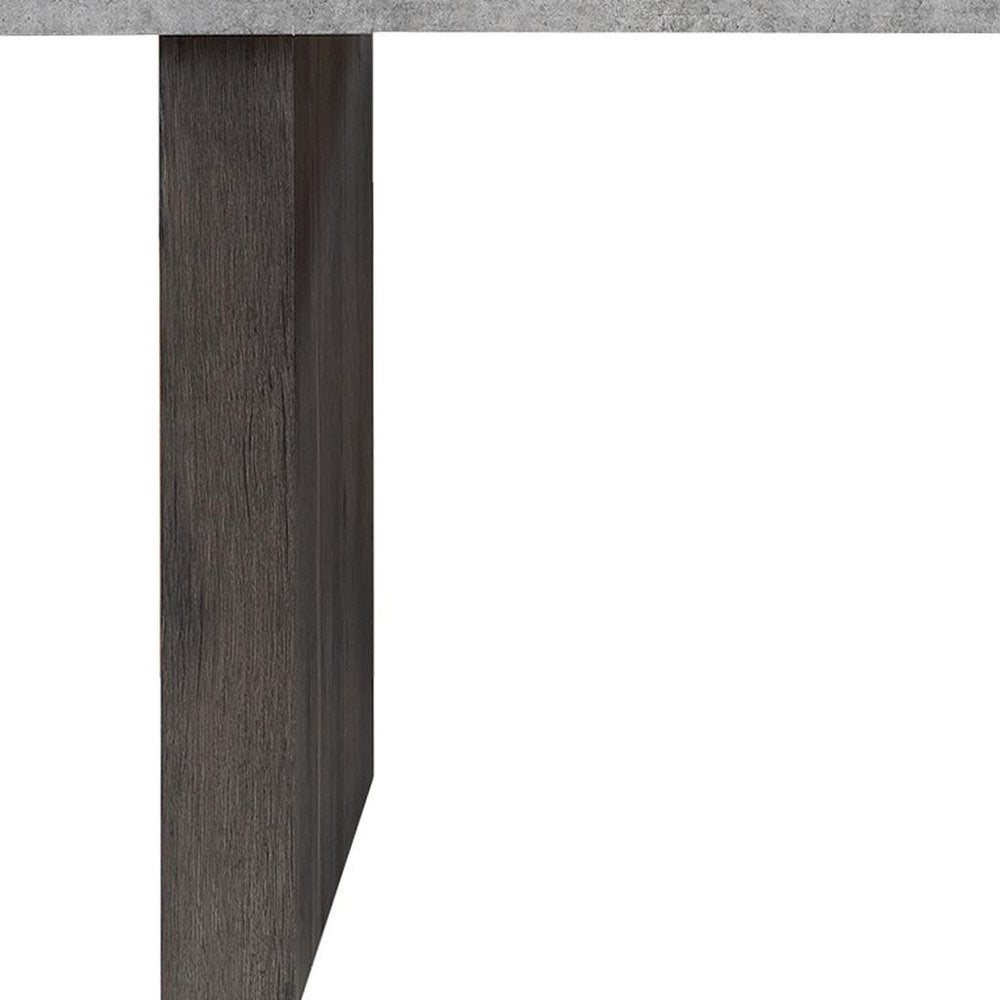 78" Gray and Dark Brown Faux Marble and Wood Double Pedestal Base Dining Table
