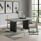 78" Gray and Dark Brown Faux Marble and Wood Double Pedestal Base Dining Table