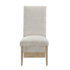 Set of Two Beige And Natural Upholstered And Wood Dining Side Chairs