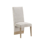 Set of Two Beige And Natural Upholstered And Wood Dining Side Chairs