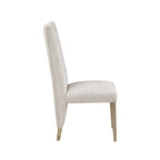 Set of Two Beige And Natural Upholstered And Wood Dining Side Chairs